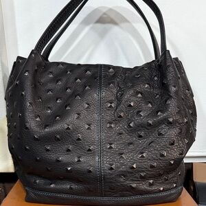 Sundance Black Studded Leather Shoulder Bag